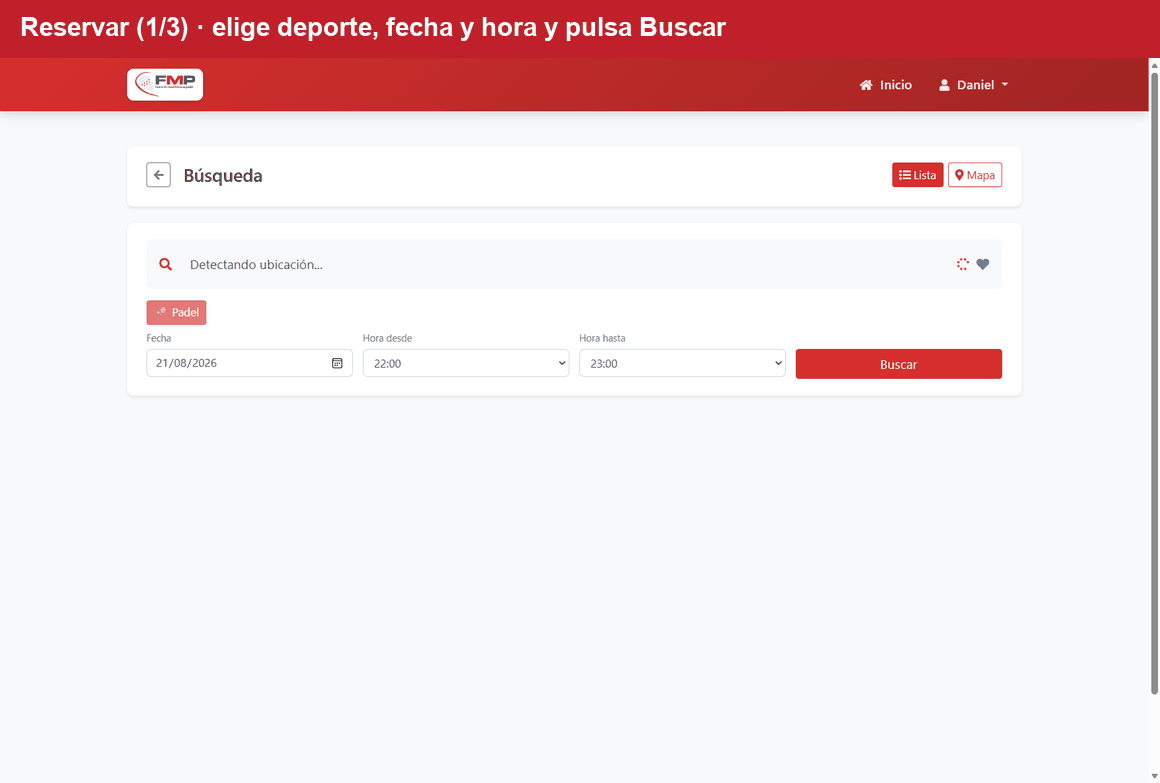 Reservar una pista